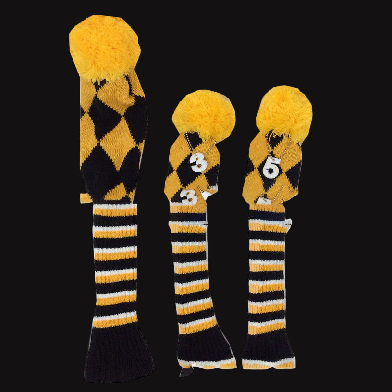 Knitted Check Headcover Trio Set