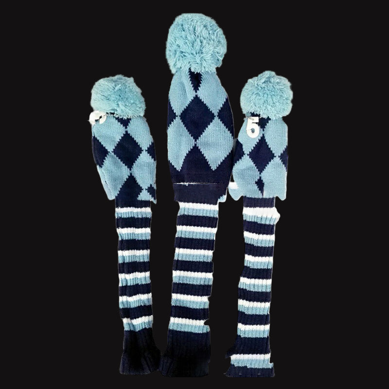 Knitted Check Headcover Trio Set