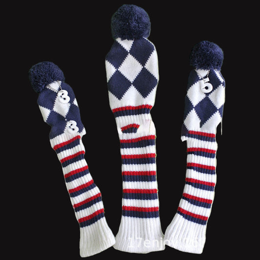 Knitted Check Headcover Trio Set