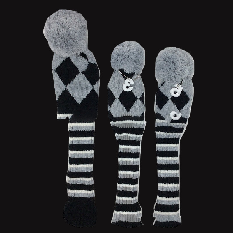 Knitted Check Headcover Trio Set